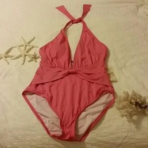 NWT 🐚Tommy Bahama🐚 1 piece pink halter swimsuit
